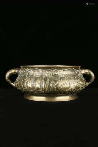 A CARVED BRONZE CENSER.QING PERIOD