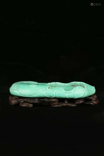 A TURQUOISE -GLAZED FISH WASHER.QING PERIOD