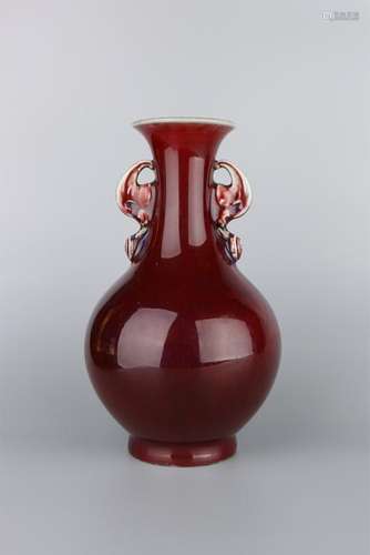 A COPPER-RED VASE.QING PERIOD