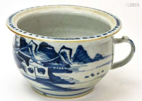 Chinese Canton Blue & White Chamber Pot