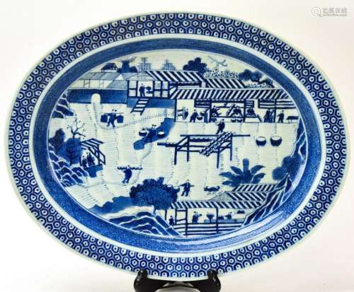 Chinese Blue & White Porcelain Serving Platter