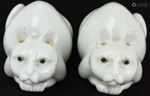 Chinese Blanc de Chine Figural Cat Scroll Weights