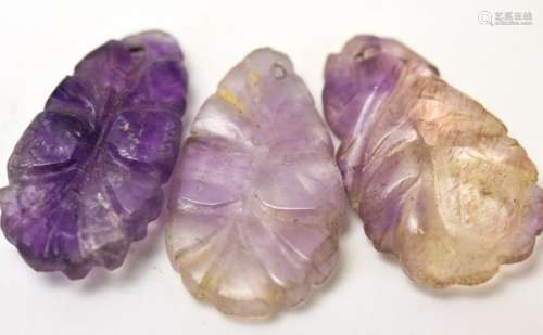 Antique Hand Carved Chinese Amethyst  Pendants
