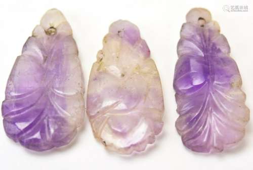 Antique Hand Carved Chinese Amethyst Pendants