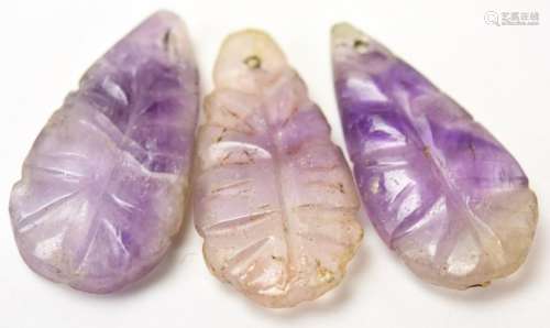 Antique Hand Carved Chinese Amethyst Pendants