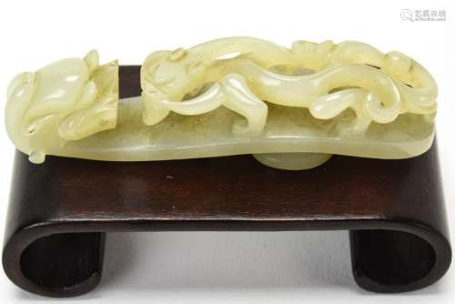 Antique 18th C Chinese Hand Carved Jade Buckle