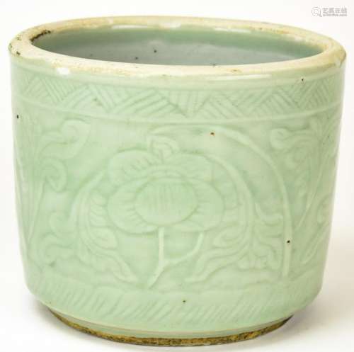 Chinese Celadon Porcelain Brush Pot