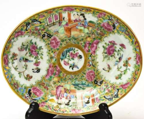 Chinese Rose Medallion Hand Painted Serving Dish