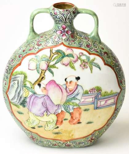 Chinese Famille Rose Peach Motif Porcelain Vase