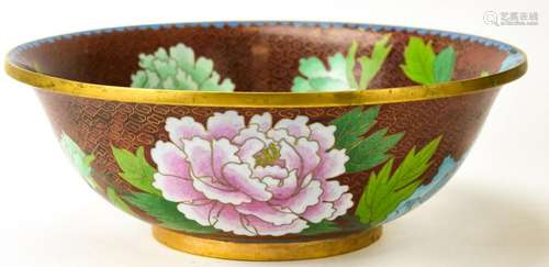 Chinese Cloisonne Floral Motif Serving Bowl