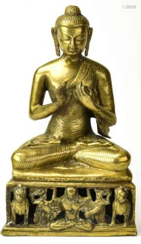 Cast Brass Figural Seated Buddha Statue