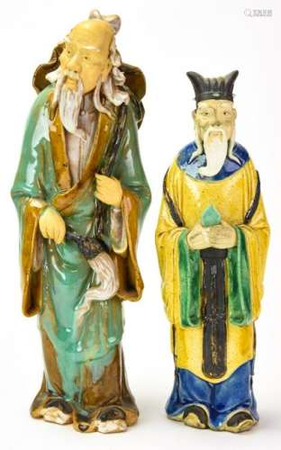 2 Chinese Porcelain Figural Mud Men Statues