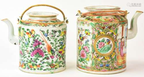 2 Chinese Rose Medallion Porcelain Teapots
