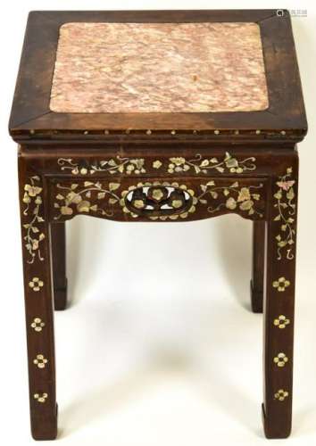 Chinese Marble & Mother of Pearl Display Stand