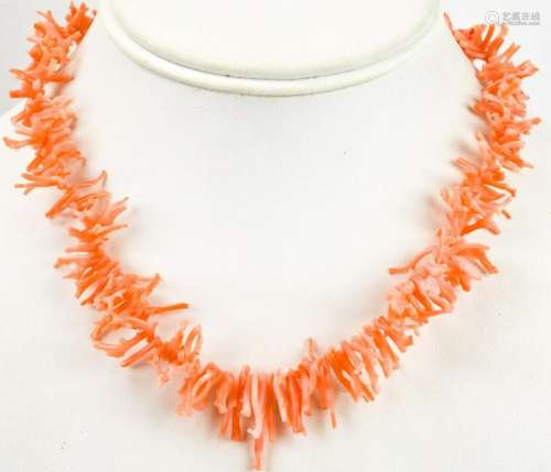 Estate Branch Coral Bead Fringe Style Necklace