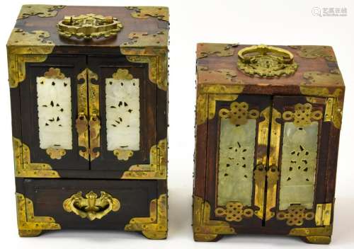 2 Chinese Jade / Hardstone Jewelry Boxes