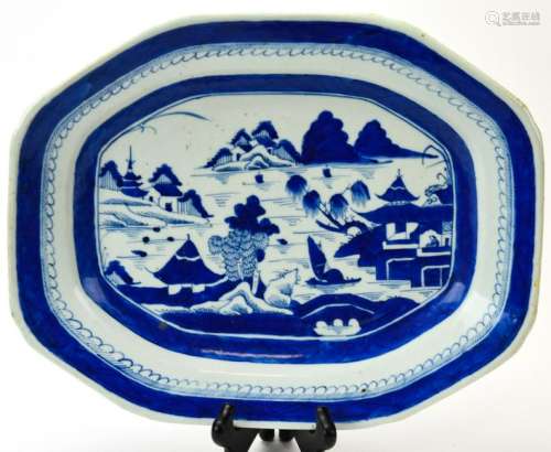 Chinese Canton Export Blue & White Platter
