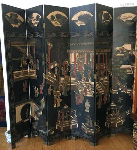 Impressive Chinese Eight Panel Coromandel Screen