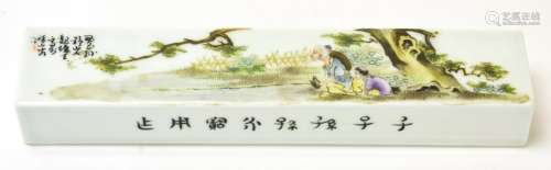 Chinese Hand Painted Porcelain Arm Rest - Signed