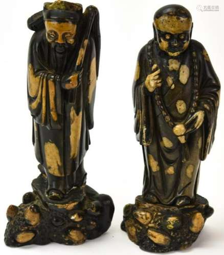 Pair Chinese Figural Soapstone Sage States