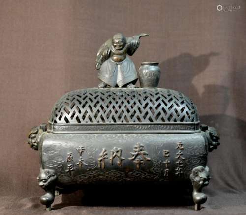 Large Japanese Bronze Cesner with Date