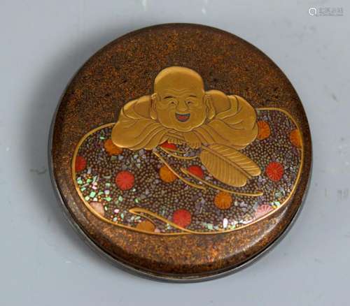 Japanese Lacquer Box with Hotei Scene