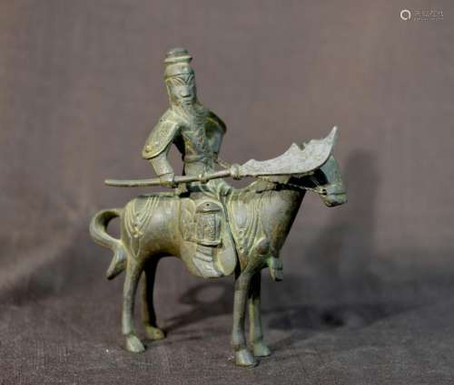 Chinese Bronze Kuandi on Horse