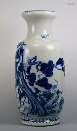 Chinese Blue White Porcelain Vase with Deer Scene