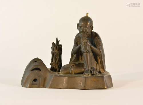 Chinese Bronze Farmer Resting