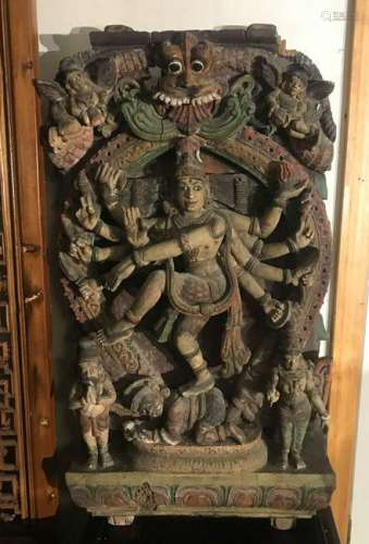 Large Indian Wood Shiva Carving