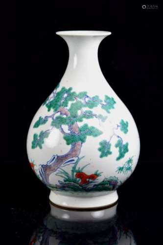 Chinese Doucai Porcelain Vase - Three Friends