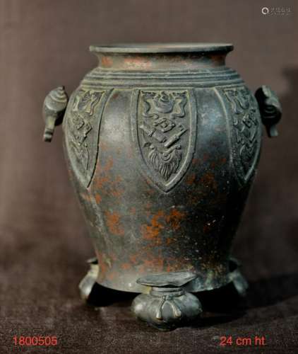 Unusual Japanese Bronze Vase