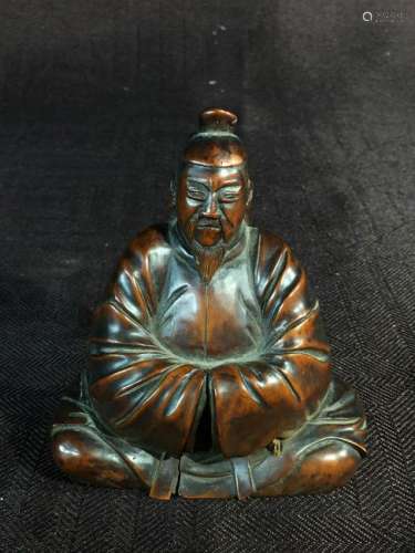 Japanese Boxwood Okimono Carving of a Priest