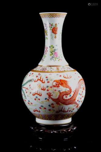 Chinese Porcelain Vase with Dragon Pheonix Motif