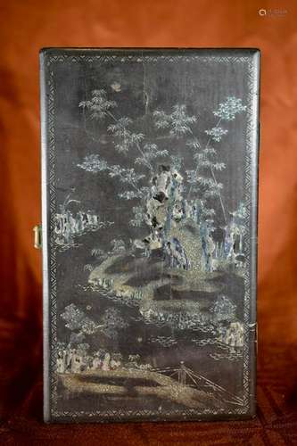 Chinese Lacquer Box with Mother of Pearl Inlay