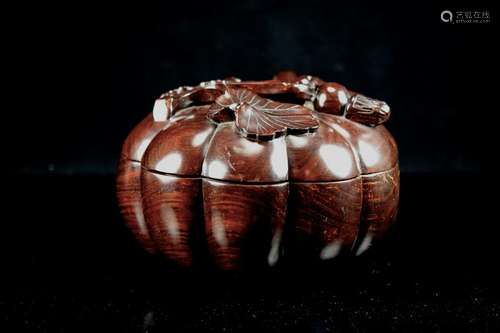 Chinese Rosewood Pumkin Shaped Box