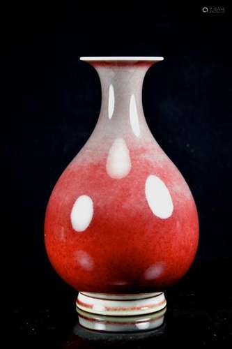 Chinese Oxblood Porcelain Vase of Bottle Form