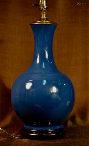 Chinese Blue Porcelain Vase Lamp