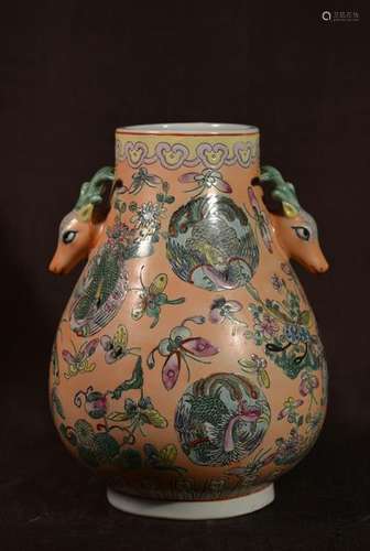 Chinese Porcelain Vase with Deer Head