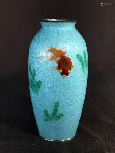 Japanese Gimbari Cloisonne Vase - Gold Fish