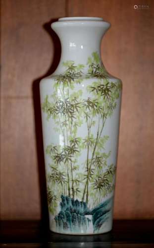 Chinese Porcelain Vase with Bamboo Scene