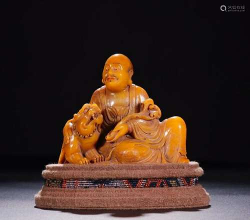 CHINESE SOAPSTONE CARVED LOHAN FIGURINE