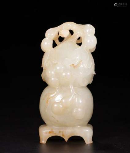 CHINESE WHITE JADE CARVED DOUBLE GOURD