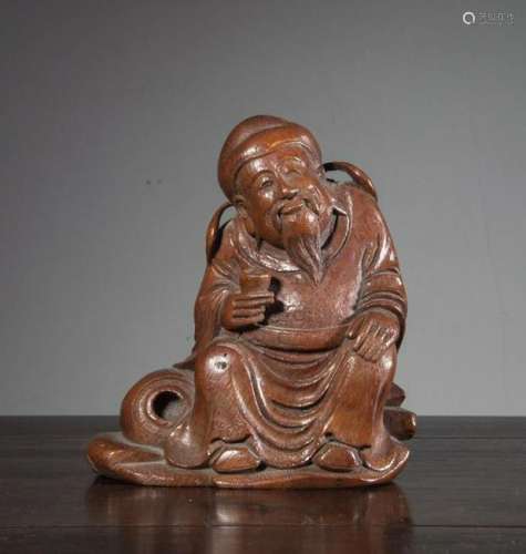 CHINESE BAMBOO CARVED SCHOLAR