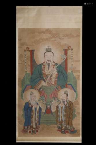 CHINESE SILK PAINTING OF DAOIST IMMORTAL