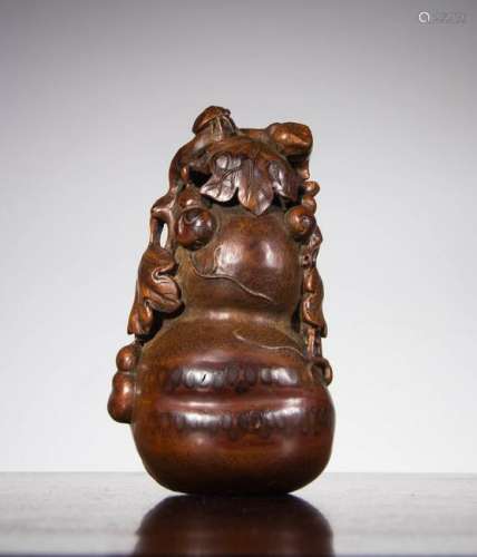 CHINESE BAMBOO CARVED DOUBLE GOURD