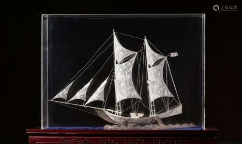 CHINESE SILVER MODEL OF A SAIL BOAT