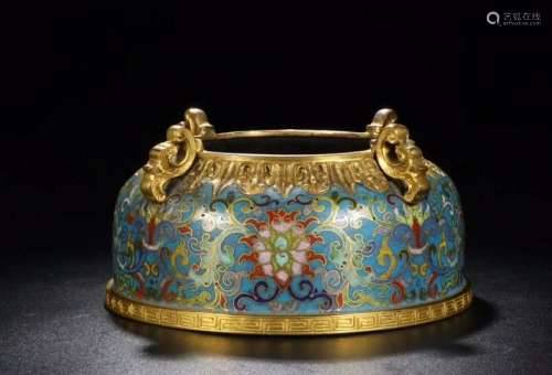 CHINESE CLOISONNE WATER COUPE W. MARK