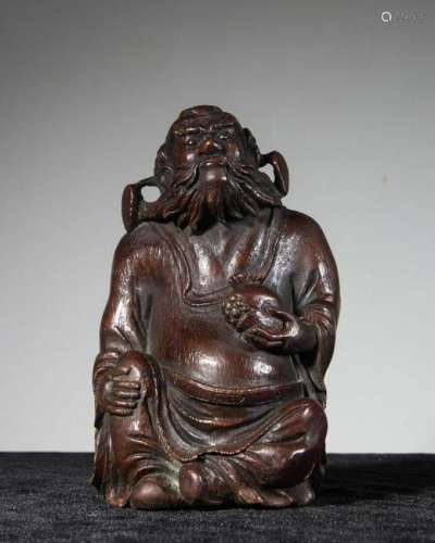 CHINESE BAMBOO CARVED DAOIST FIGURINE