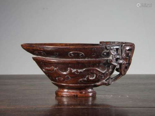CHINESE BAMBOO CARVED CHILONG CUP